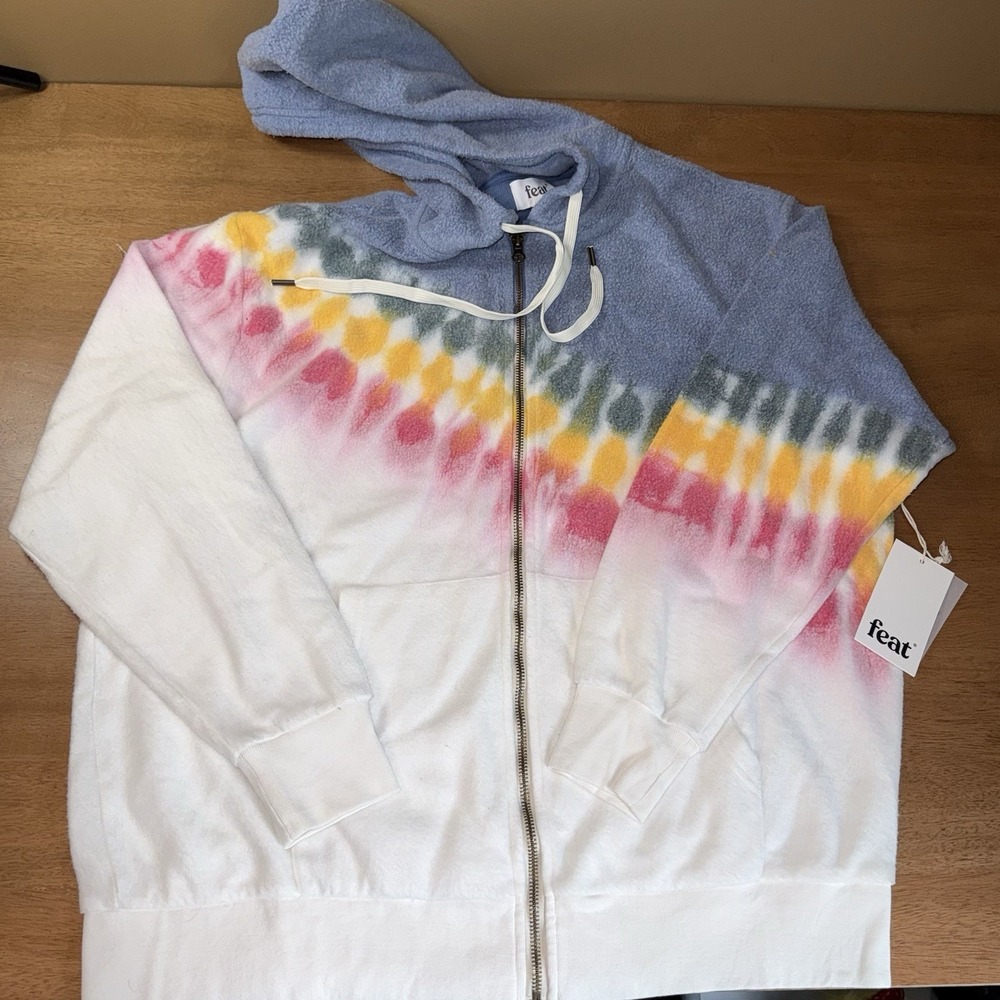 Feat Clothing Blanket Blend Sunrise Tie Dye Zip Up Hoodie XL NEW